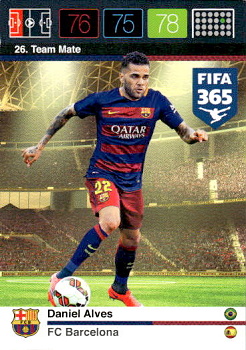 Dani Alves FC Barcelona Panini FIFA 365 2015 Adrenalyn XL Nordic Edition  #26