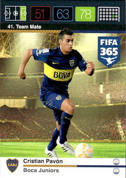 Cristian Pavon Boca Juniors Panini FIFA 365 2015 Adrenalyn XL Nordic Edition  #41