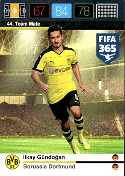 ?lkay Gundogan Borussia Dortmund Panini FIFA 365 2015 Adrenalyn XL Nordic Edition  #44