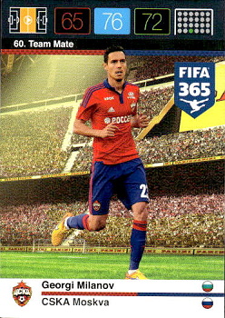 Georgi Milanov CSKA Moskva Panini FIFA 365 2015 Adrenalyn XL Nordic Edition  #60