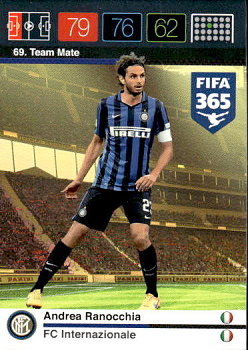 Andrea Ranocchia Internazionale Milano Panini FIFA 365 2015 Adrenalyn XL Nordic Edition  #69