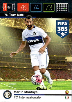 Martin Montoya Internazionale Milano Panini FIFA 365 2015 Adrenalyn XL Nordic Edition  #76