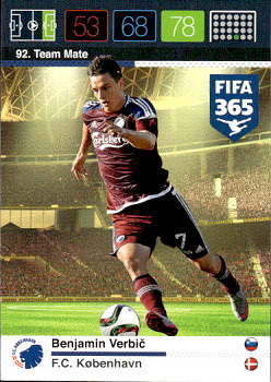 Benjamin Verbic FC Kobenhavn Panini FIFA 365 2015 Adrenalyn XL Nordic Edition  #92