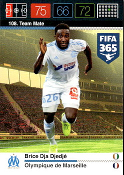 Brice Dja Djedje Olympique Marseille Panini FIFA 365 2015 Adrenalyn XL Nordic Edition  #108
