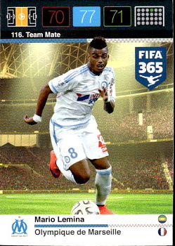 Mario Lemina Olympique Marseille Panini FIFA 365 2015 Adrenalyn XL Nordic Edition  #116