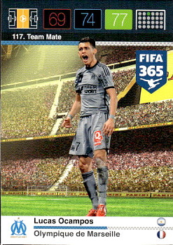 Lucas Ocampos Olympique Marseille Panini FIFA 365 2015 Adrenalyn XL Nordic Edition  #117