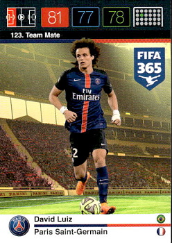 David Luiz Paris Saint-Germain Panini FIFA 365 2015 Adrenalyn XL Nordic Edition  #123