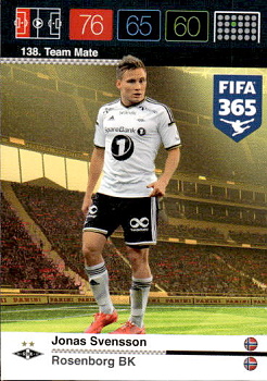 Jonas Svensson Rosenborg BK Panini FIFA 365 2015 Adrenalyn XL Nordic Edition  #138