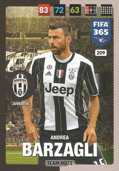 Andrea Barzagli Juventus FC Panini FIFA 365 2017 Adrenalyn XL  #209
