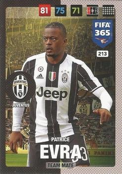 Patrice Evra Juventus FC Panini FIFA 365 2017 Adrenalyn XL  #213