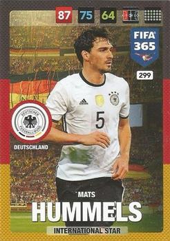 Mats Hummels Germany Panini FIFA 365 2017 Adrenalyn XL International Star #299