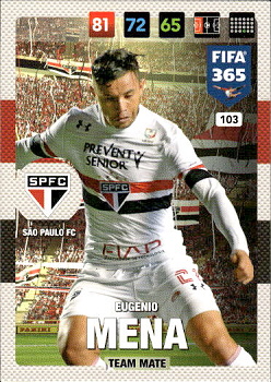 Eugenio Mena Sao Paulo FC Panini FIFA 365 2017 Adrenalyn XL Nordic Edition  #103