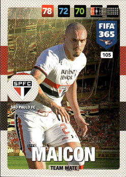 Maicon Sao Paulo FC Panini FIFA 365 2017 Adrenalyn XL Nordic Edition  #105