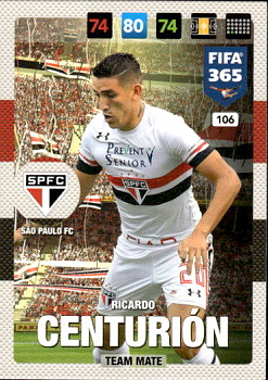Ricardo Centurion Sao Paulo FC Panini FIFA 365 2017 Adrenalyn XL Nordic Edition  #106