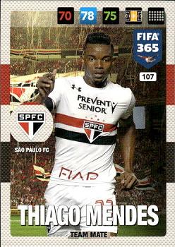 Thiago Mendes Sao Paulo FC Panini FIFA 365 2017 Adrenalyn XL Nordic Edition  #107