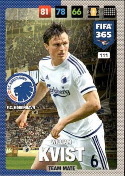 William Kvist FC Kobenhavn Panini FIFA 365 2017 Adrenalyn XL Nordic Edition  #111