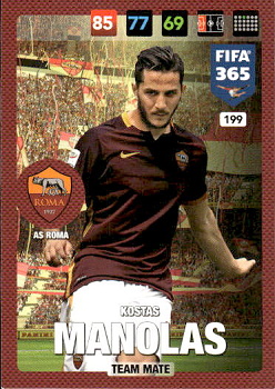Kostas Manolas AS Roma Panini FIFA 365 2017 Adrenalyn XL Nordic Edition  #199