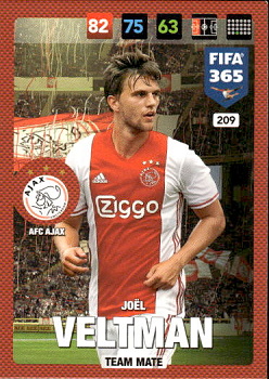 Joel Veltman AFC Ajax Panini FIFA 365 2017 Adrenalyn XL Nordic Edition  #209