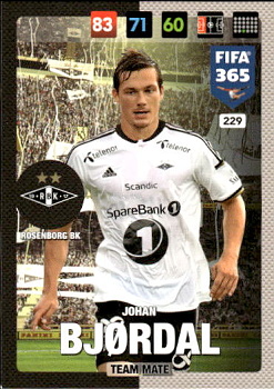 Johan Laedre Bjordal Rosenborg BK Panini FIFA 365 2017 Adrenalyn XL Nordic Edition  #229