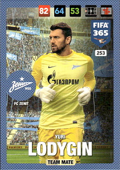 Yuri Lodygin Zenit Petersburg Panini FIFA 365 2017 Adrenalyn XL Nordic Edition  #253
