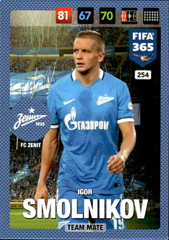 Igor Smolnikov Zenit Petersburg Panini FIFA 365 2017 Adrenalyn XL Nordic Edition  #254
