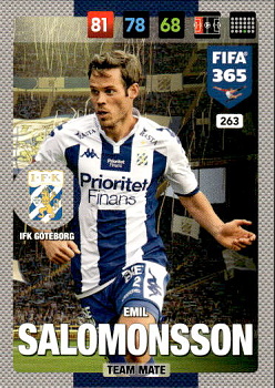 Emil Salomonsson IFK Goteborg Panini FIFA 365 2017 Adrenalyn XL Nordic Edition  #263