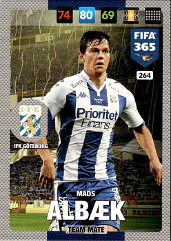 Mads Albaek IFK Goteborg Panini FIFA 365 2017 Adrenalyn XL Nordic Edition  #264