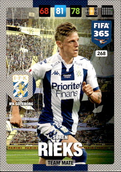 Soren Rieks IFK Goteborg Panini FIFA 365 2017 Adrenalyn XL Nordic Edition  #268