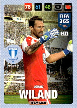 Johan Wiland Malmo FF Panini FIFA 365 2017 Adrenalyn XL Nordic Edition  #271