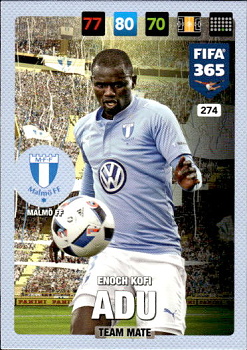 Enoch Kofi Adu Malmo FF Panini FIFA 365 2017 Adrenalyn XL Nordic Edition  #274