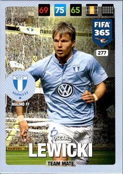 Oscar Lewicki Malmo FF Panini FIFA 365 2017 Adrenalyn XL Nordic Edition  #277