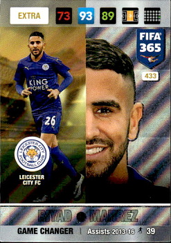 Riyad Mahrez Leicester City Panini FIFA 365 2017 Adrenalyn XL Nordic Edition Game Changer #433