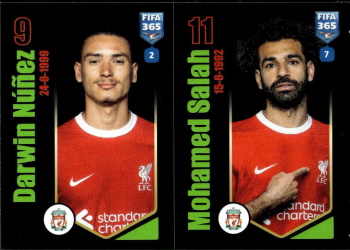 Darwin Nunez / Mohamed Salah Liverpool samolepka Panini FIFA 365 2024 #83
