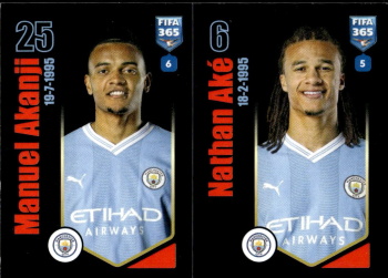 Manuel Akanji / Nathan Ake Manchester City samolepka Panini FIFA 365 2024 #88