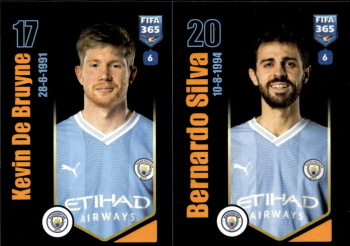Kevin De Bruyne / Bernardo Silva Manchester City samolepka Panini FIFA 365 2024 #94