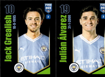 Jake Grealish / Julian Alvarez Manchester City samolepka Panini FIFA 365 2024 #98