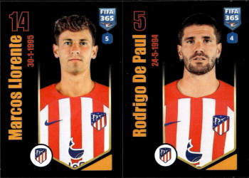 Marcos Llorente / Rodrigo De Paul Atletico Madrid samolepka Panini FIFA 365 2024 #142