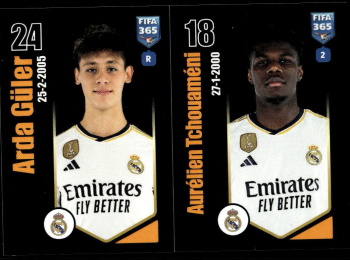 Arda Guler / Aurelien Tchouameni Real Madrid samolepka Panini FIFA 365 2024 #174