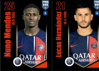 Nuno Mendes / Lucas Hernandez Paris Saint-Germain samolepka Panini FIFA 365 2024 #216