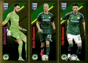 Alberto Brignoli / Hordur Magnusson / Filip Mladenovic Panathinaikos FC samolepka Panini FIFA 365 2024 #279