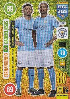 Fernandinho / Gabriel Jesus Manchester City 2021 FIFA 365 Club & Country #237