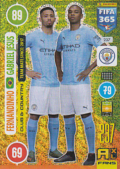 Fernandinho / Gabriel Jesus Manchester City 2021 FIFA 365 Club & Country #237