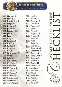 Checklist 2 Futera World Football 2010/2011 #747
