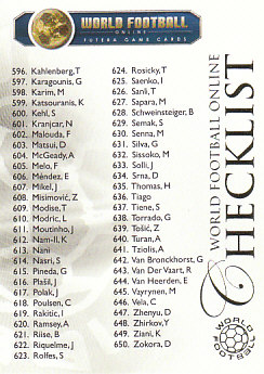 Checklist 3 Futera World Football 2010/2011 #748