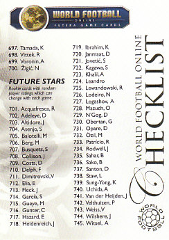 Checklist 4 Futera World Football 2010/2011 #749