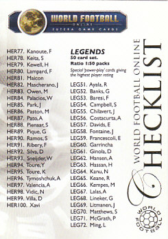 Checklist 5 Futera World Football 2010/2011 #750