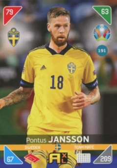 Pontus Jansson Sweden Panini UEFA EURO 2020 Kick Off #191