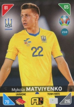 Mykola Matviyenko Ukraine Panini UEFA EURO 2020 Kick Off #210