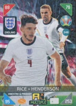 Declan Rice / Jordan Henderson England Panini UEFA EURO 2020 Kick Off Maestros & Prodigies #348