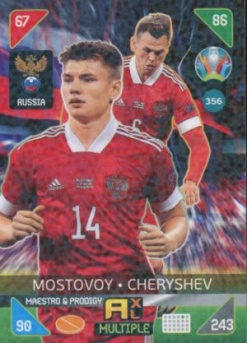 Aleksandr Mostovoi / Denis Cheryshev Russia Panini UEFA EURO 2020 Kick Off Maestros & Prodigies #356
